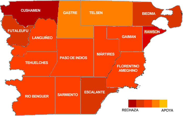 Mapa de calor del rechazo social en Chubut